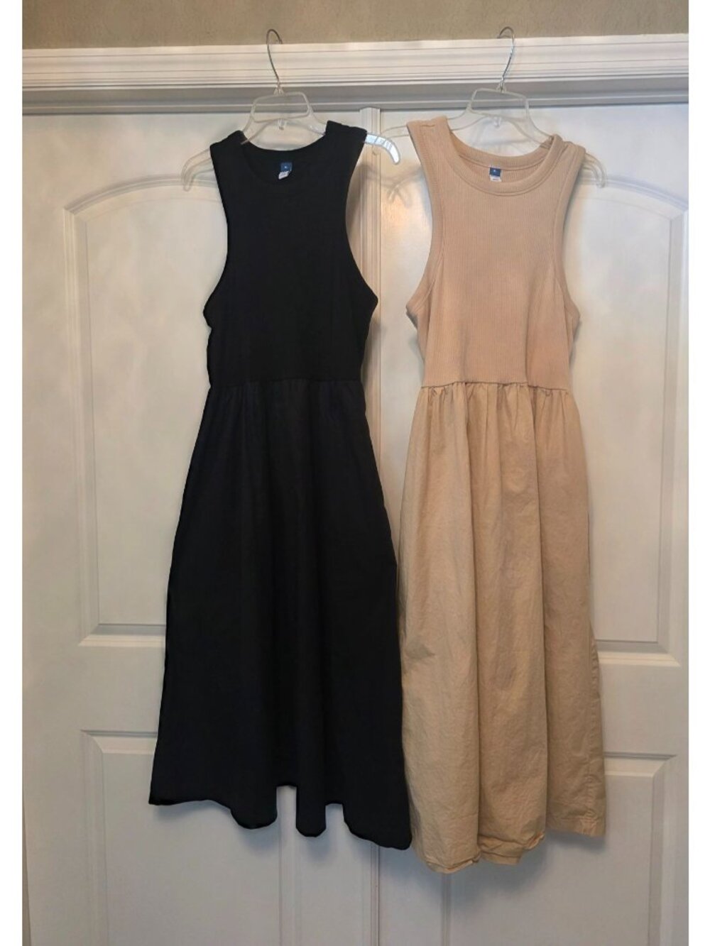 Old Navy Lot of 2 Tan Black Cotton Sleeveless Midi Maxi Length Sundress XL